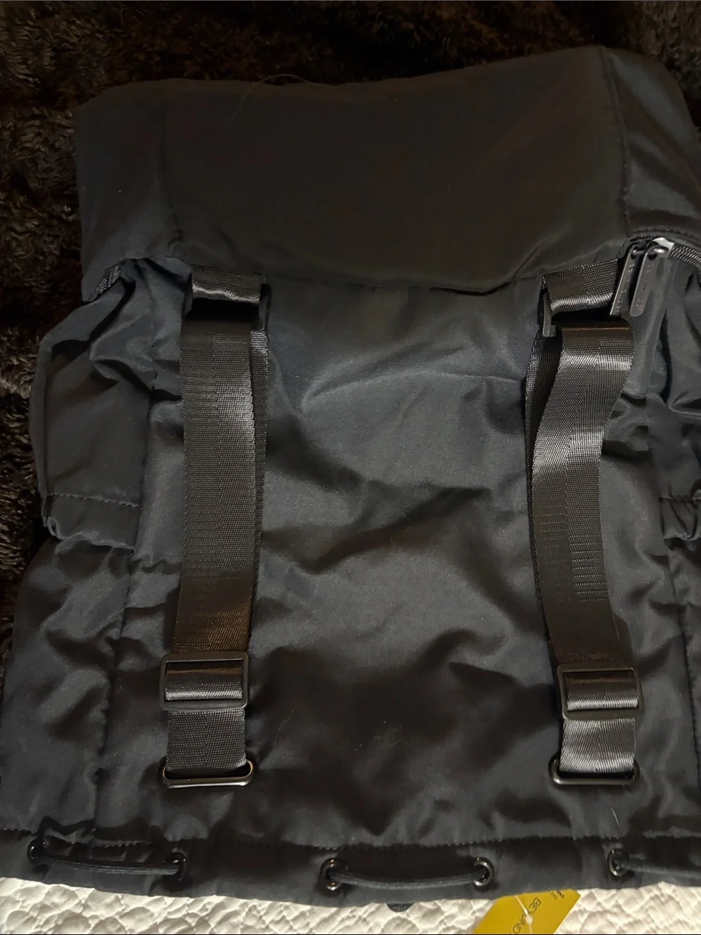 Beyond Yoga Black Nylon Tote-Style Backpack